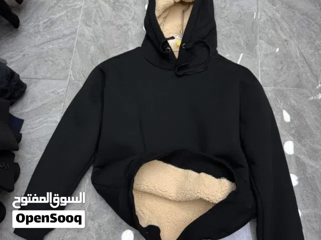 هودي مبطن فرو درجه اولى ساده بلون اسود خامه قطنيه 3 خيط صناعه صينيه مثاليه لفصل الشتاء