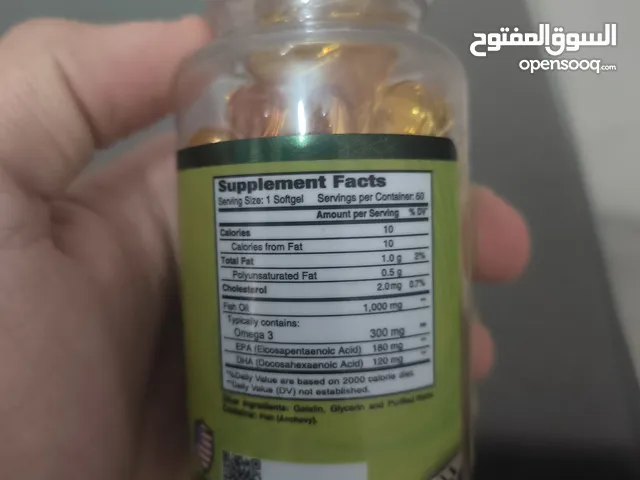 اوميجا 3، 1000 مللي، 60 حبه، علبه امريكي مستورد صلاحيه حتي 05/2027 جديد متبرشم نوع alfa الشهير