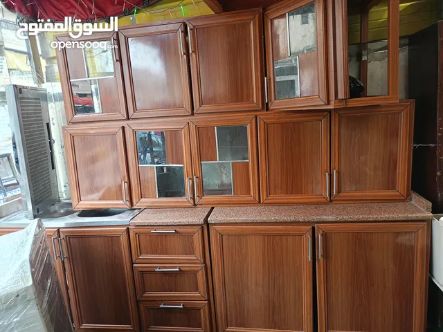 مطبخ المنيوم 5متر ارضي مع علوي مع رخام مع مجلى