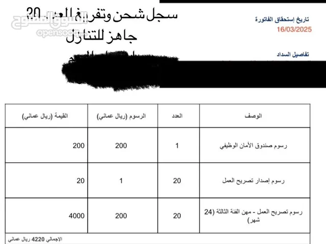 سجل للبيع شحن وتفريغ عشرين ماذونية بيعه مستعجله م الاخر2000 داخلي نقل خدمات