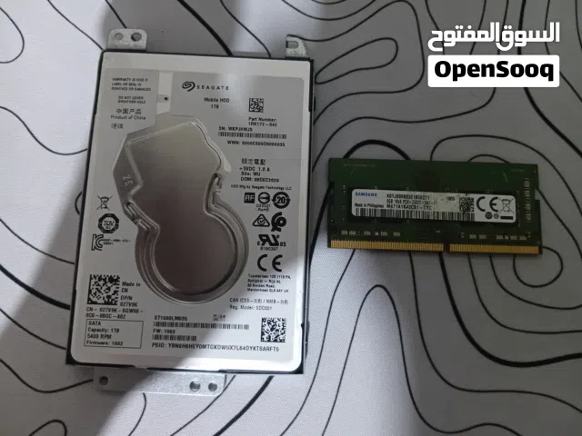 هارد ديسك 1 تيرا مستعمل القطعة نظيفة جدا رام لابتوب حبة وحد 8 قيقا DDR4 القطعة شغاله تمام ونظيفة