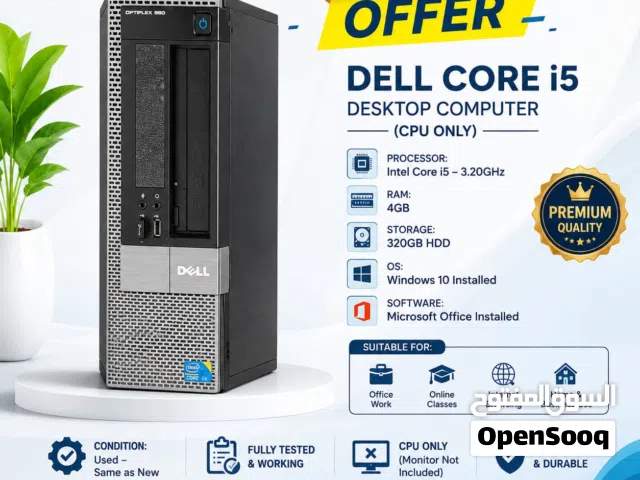 Dell Core i5 Computer 4GB RAM 320GB HDD Graphics HD Win 10 Pro 19 HD Office WhatsApp