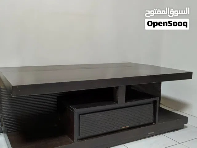Large Dark Wood Rectangular Table with Lower Shelf