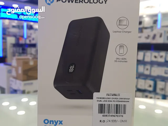 Powerology onyx 20000mah dual usb-c power bank 65w