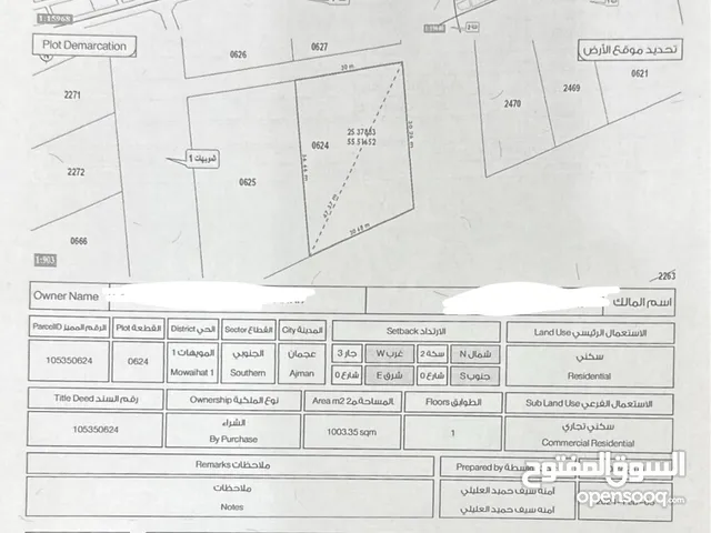 ارض سكني تجاري للبيع في منطقة المويهات 1