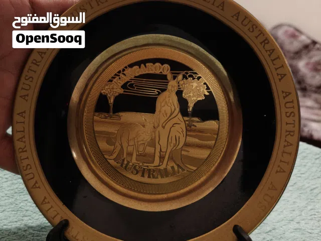 تحفة سوفينير صحن بورسلين اصلي استرالي مطلي قشرة الذهب