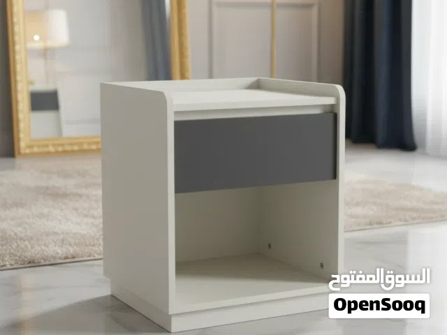 طاولة سرير جانبية عصرية باللونين الكريمي والرمادي - NS-3112