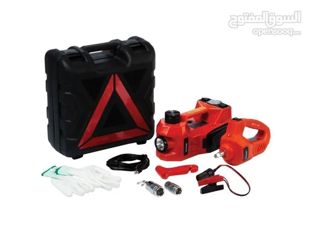 رافعة السيارة الكهربائية 3 في 1 ، مفتاح الربط تصادمي ومجموعة ضاغط الهواء الأحمر والأسود