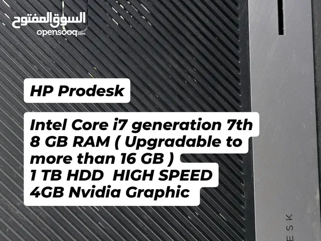HP prodesk Core i7 gen 7th , game and office and for works and no lag no heat no hanging only 400qar