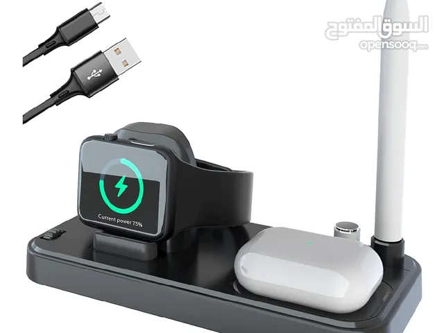 شاحن لاسلكي متعدد، للقلم والسماعة والساعة  Charging Station for Apple Watch Airpods Pencil, 3 in 1