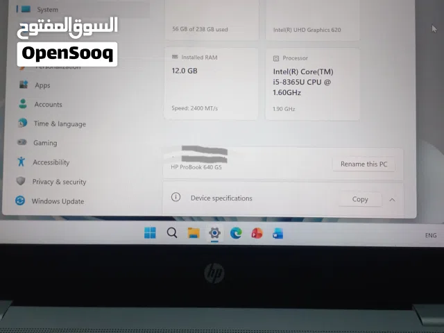 لابتوب hp pro i5 8365U 12GB RAM DDR4 256GB ssd شاشه 14 انش ..................................