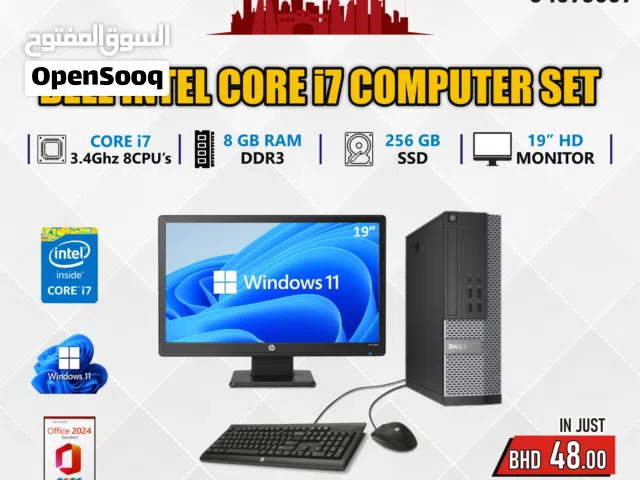 DELL Core i7 3.4GHz Computer Set 8GB RAM + 250GB SSD 19" HD Wide Monitor (Win 11 Pro+Office 24 Ready
