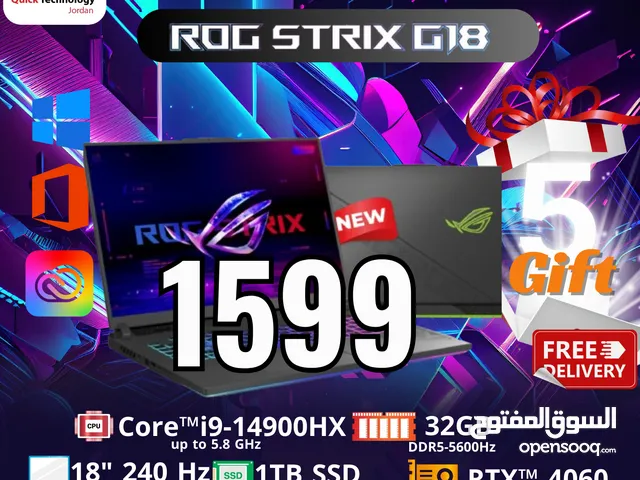 laptop ASUS ROG Strix G18  Ci9-14HX  لابتوب اسوس روغ استريكس كور اي 9 الجيل الرابع عشر