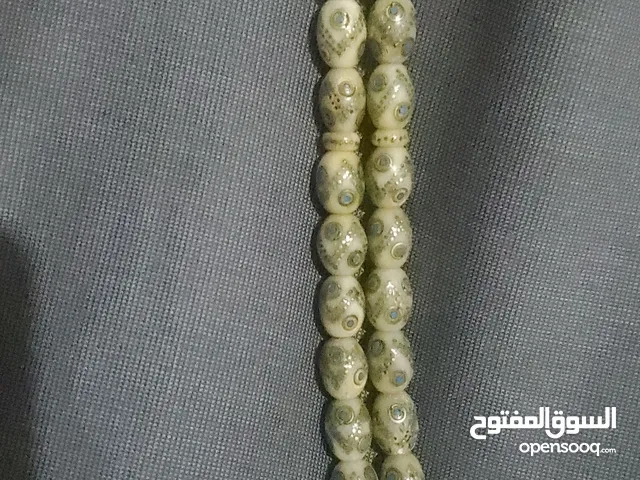 سبحة عاج ناب فيل مطعم بالفضة