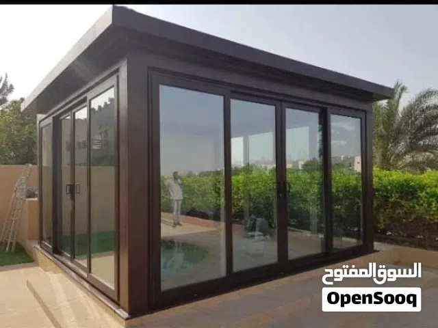 Aluminum Pergola, Wooden Pergola Glass Room, and Majils, with gypsum roof and lights