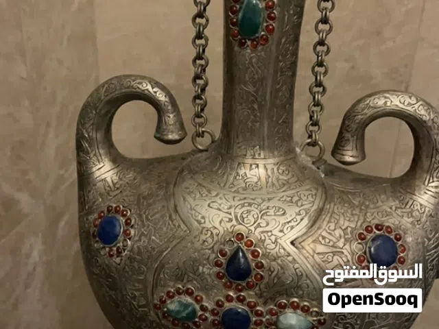 ابريق تحفة قديم نحاس مطلي منقوش يدوي من النوادر