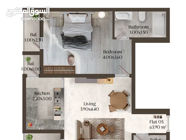 شقة في مرتفعات غلا قيد الإنشاء تبعد عن المطار دقيقتين 1