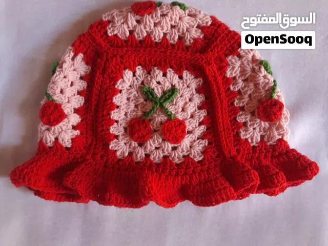 handmade crochet red and pink cherry bucket hat adult size soft