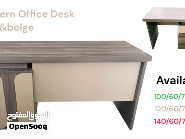 Modern Gray & Beige Office Desk with Storage Cabinet for Home, Study & Workspace Use