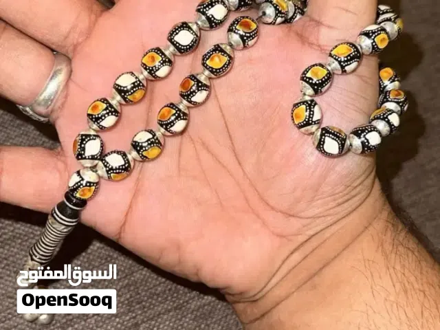 سبحة يسر مطعمه كهرمان وعاج فضة كاملة