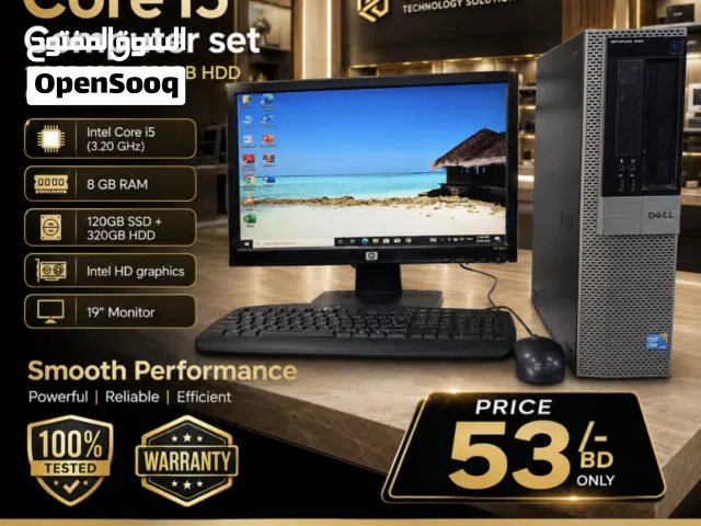 DELL i5 Computer Set 8GB Ram 120GB SSD + 320GB HDD With 19 Monitor Ready To Use