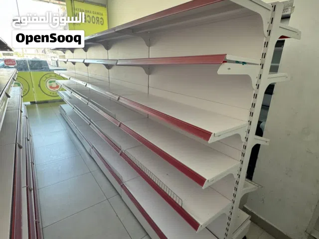 شلفات سوبر ماركت درجه اولئ استخدام 5 اشهر 7 متر سنجل و18 متر دبل جهتين 9في 9