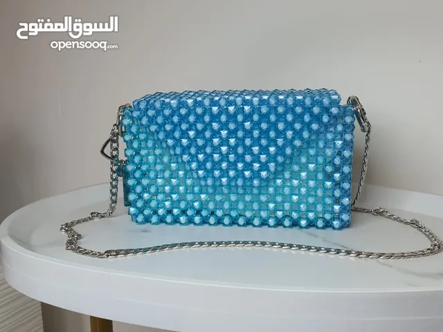Luxury beaded baby blue hand bag