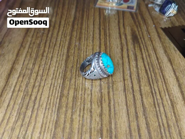 خاتم فيروز نيشابوري صياغه إيراني حجم راهي فضه 925مرصع زمرد من الاجناب