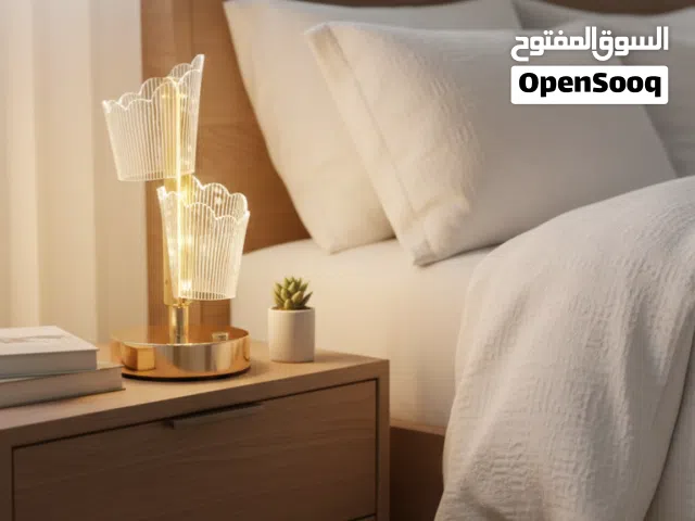 3 Color Bedside Table with Bed and Stylish Lamp, Free Delivery Sharjah