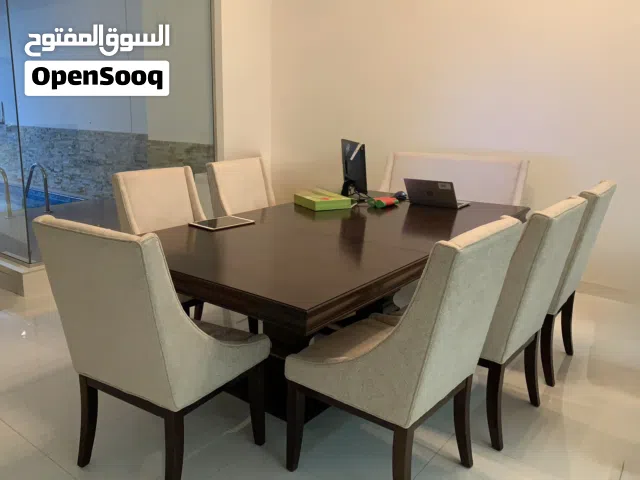 dining table 233x130 cm طاولة اكل مستعملة مع 7 كراسي (Expat leaving)