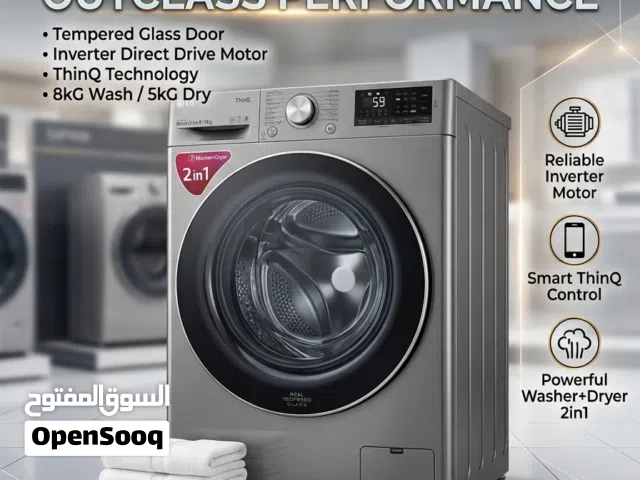 LG 8/5KG Front Load Used Washing Machine Excellent Marvelous Condition Tempered Glass Inverter 88BD