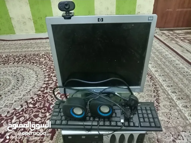 كمبيوتر HP مستعمل مع ملحقاته كاميرا وسماعات وبحالة جيدة جدا جدا ضمان التشغيل