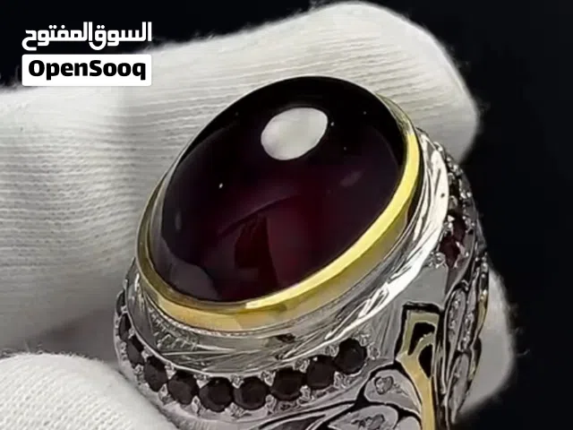 خواتم رجالیه فضیه عيار 925 رجاليه احجار كريمة طبيعية عقیق فیروزه و یاقوت شغل يدوي فاخر