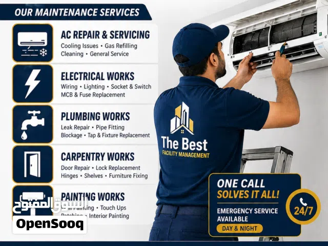 AC Repair & Servicing  Electrical Works  Plumbing Services  Carpentry & Small Repairs
