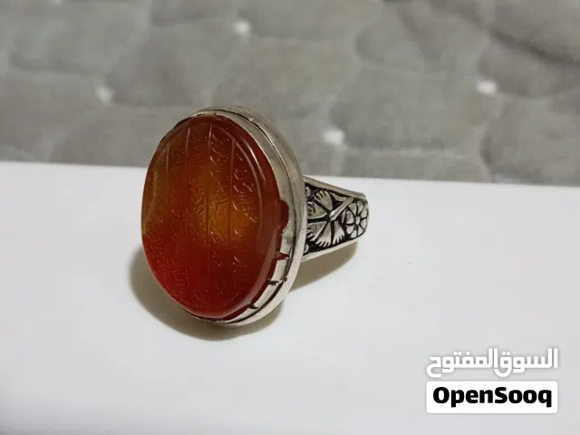 خاتم فضة 925 عقيق يماني منقوش آية الكرسي
