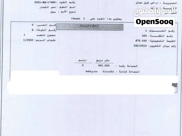 قطعة أرض استثمارية 300 م بجانب سجن ماركا