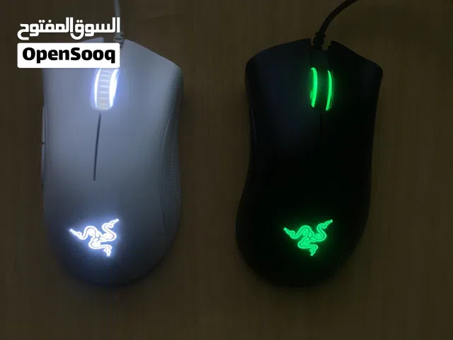بيعه سريعه Razer deathadder essential black and   white 6400 dpi استعمال خفيف الواحد