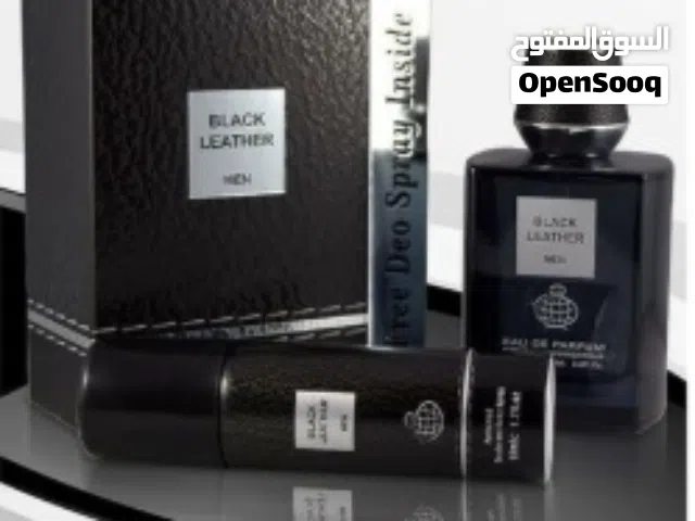 Black Leather Men With Deo Sprey 100ml by fragrance world long lasting for men