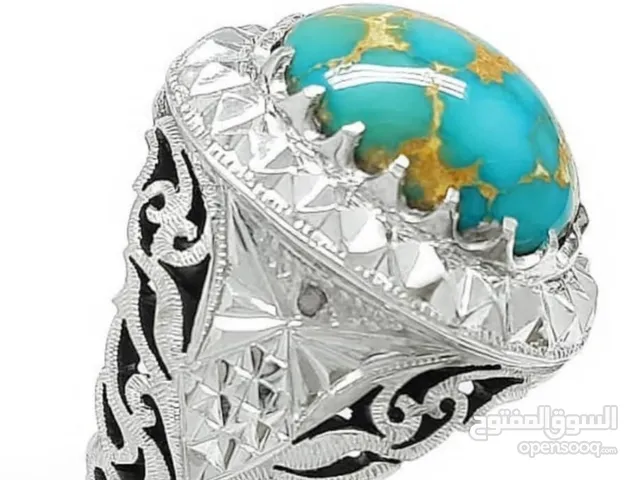 خاتم الفیروزی الطبیعیه من ایران Iranian naturalTurquoise stone ring worked on silver