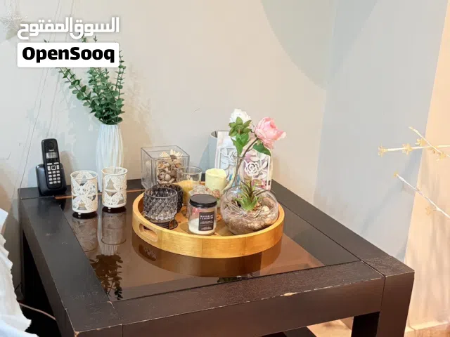 Wooden Side/Center Table with Glass Top - Classic Design