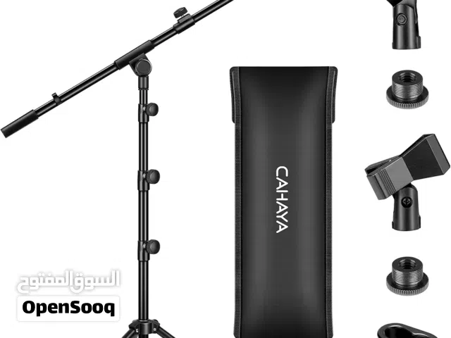 كاهايا حامل ميكروفون بوم ثلاثي القوائم مع شنطة حمل ومشبكين ميكروفون للاداء لون أسود ثقيل