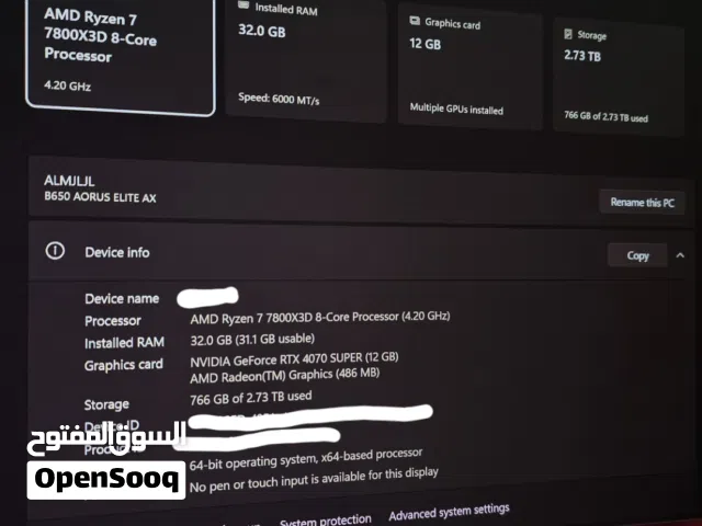 RYZEN 7 7800X3D Gigabyte geforce rtx 4070 super