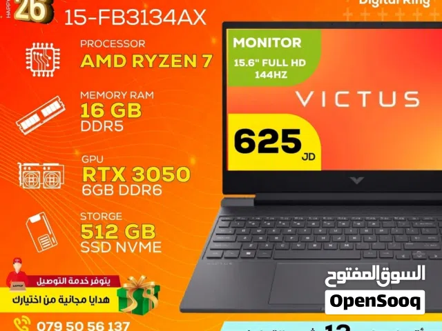 laptop Hp Victus AMD Ryzen 7 RTX 3050 6GB DDR6