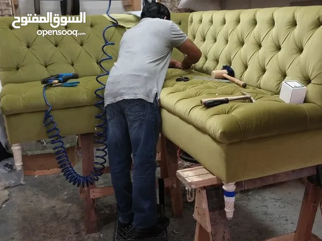 تفصيل وتنجيد كنب مجلس والستائر ويفي