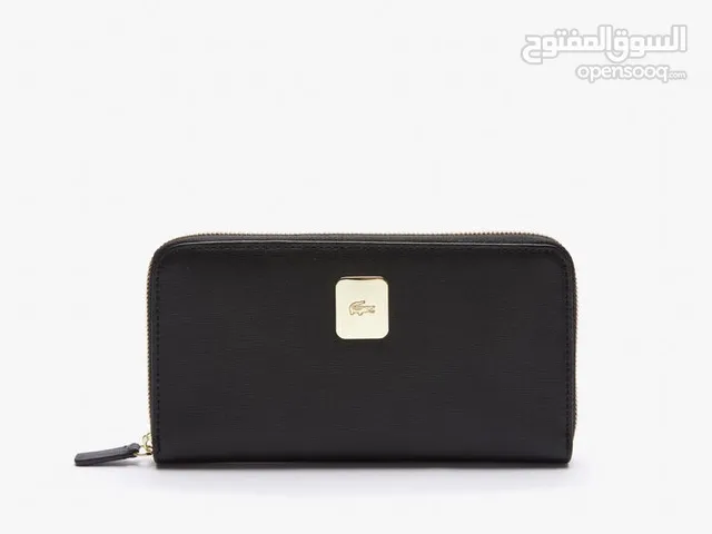 New black leather women wallet from Lacoste….. بوك لاكوست جلد جديد لون اسود للنساء