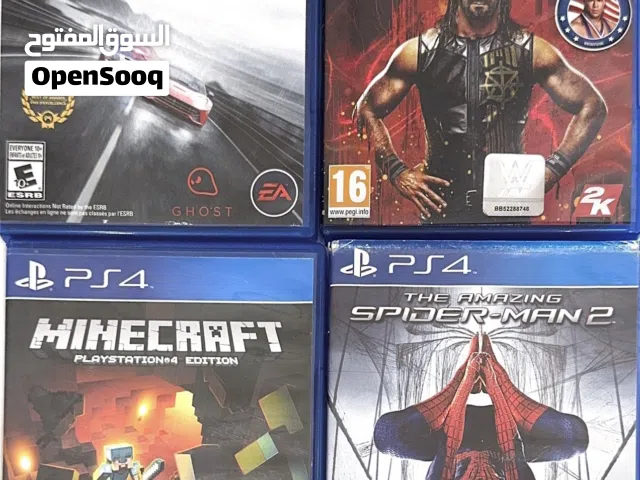 4 Used PS4 Games Bundle - Minecraft / Spider-Man 2 Rare / NFS / WWE 2K18