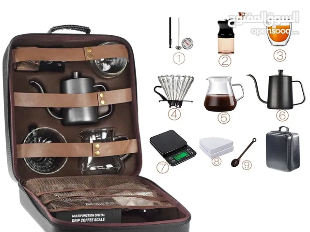 10 pieces/set of travel coffee accessories set including PU bag's manual grinding cup filter more