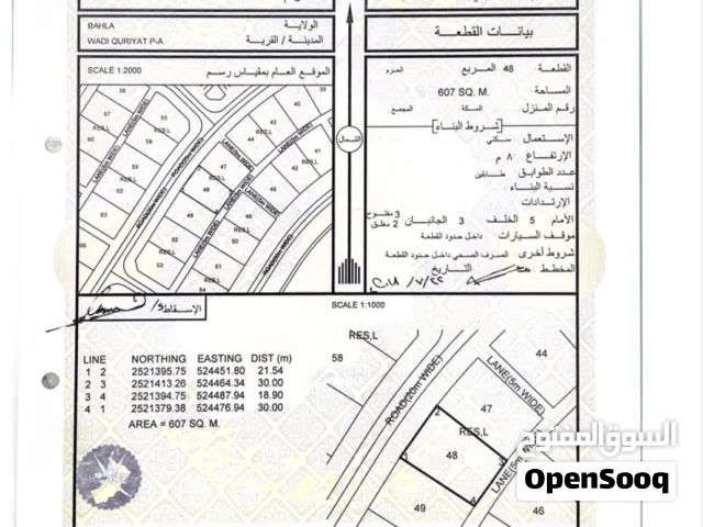 للبيع أرض سكنية في وادي قريات – ولاية بهلاء