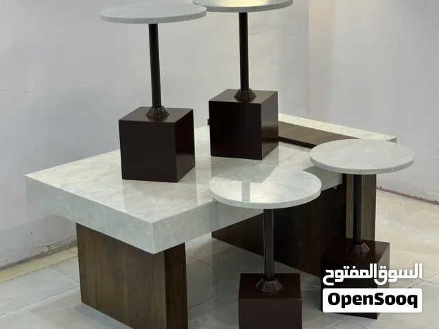 طقم طاولات خشب مع بديل الرخام 5 قطع