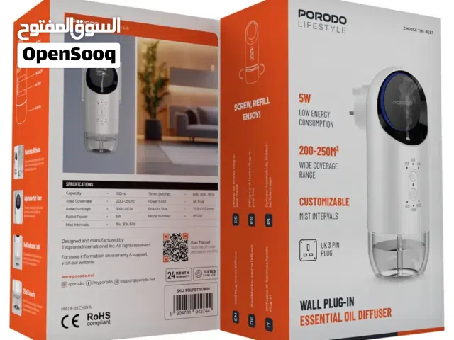 موزع الزيوت العطرية الجداري من بورودو لايف ستايلPorodo Lifestyle Wall Plug-In Essential Oil Diffuser